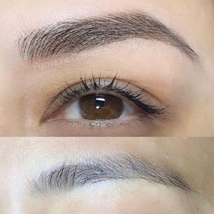 A woman's eyebrows before and after treatment.